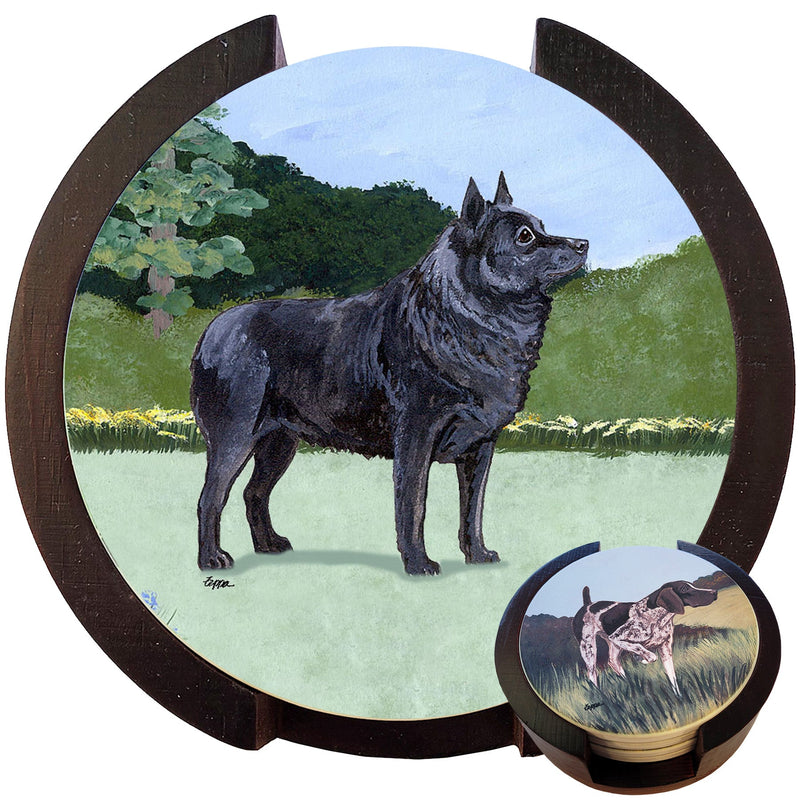 Schipperke Scenic Bisque Coaster Set