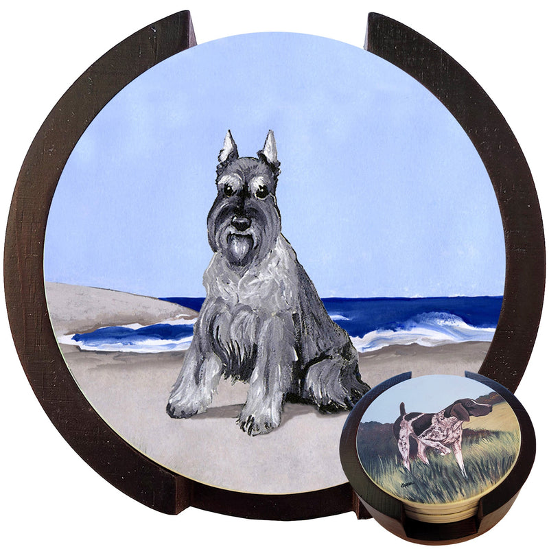 Schnauzer Scenic Bisque Coaster Set