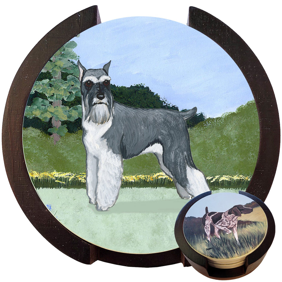 Schnauzer Scenic Bisque Coaster Set