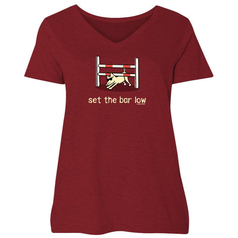 Set The Bar Low - Ladies Curvy V-Neck Tee