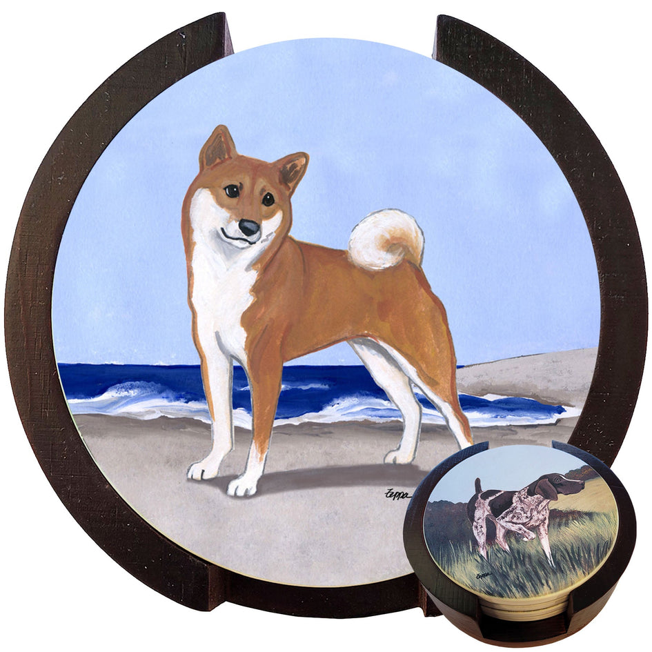 Shiba Inu Scenic Bisque Coaster Set