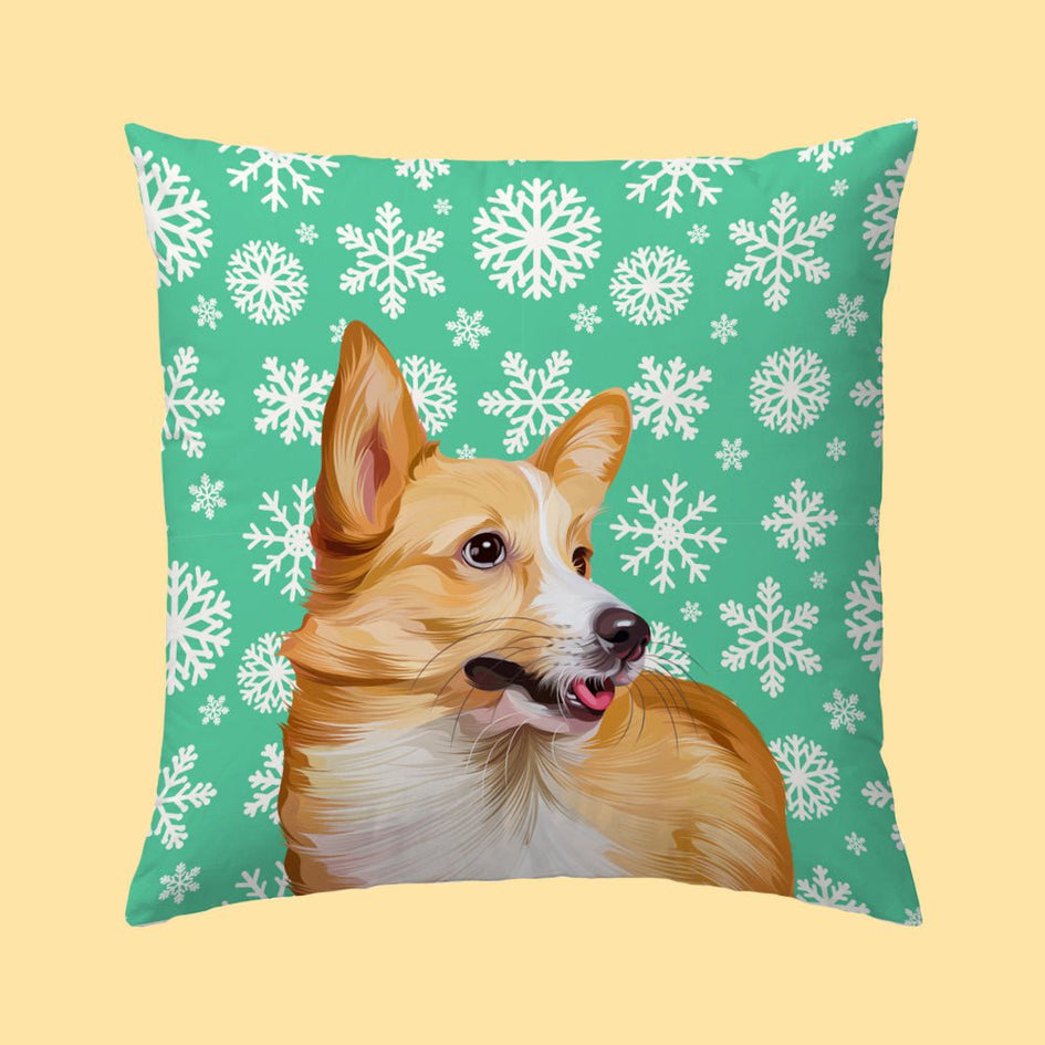 Holiday Custom Dog Silk-like Pillow - Classic Design