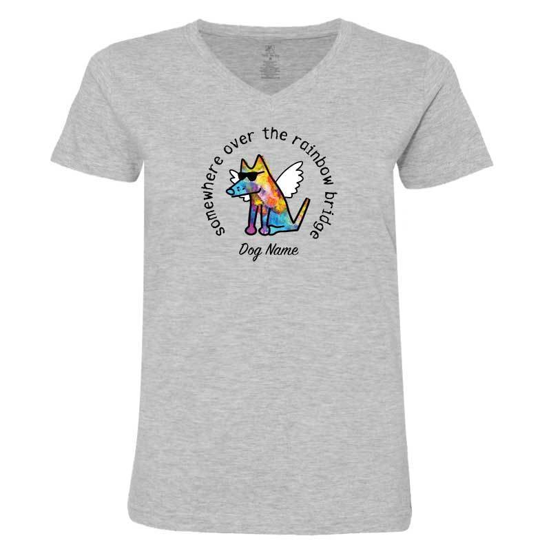 Somewhere Over The Rainbow Bridge - Ladies T-Shirt V-Neck