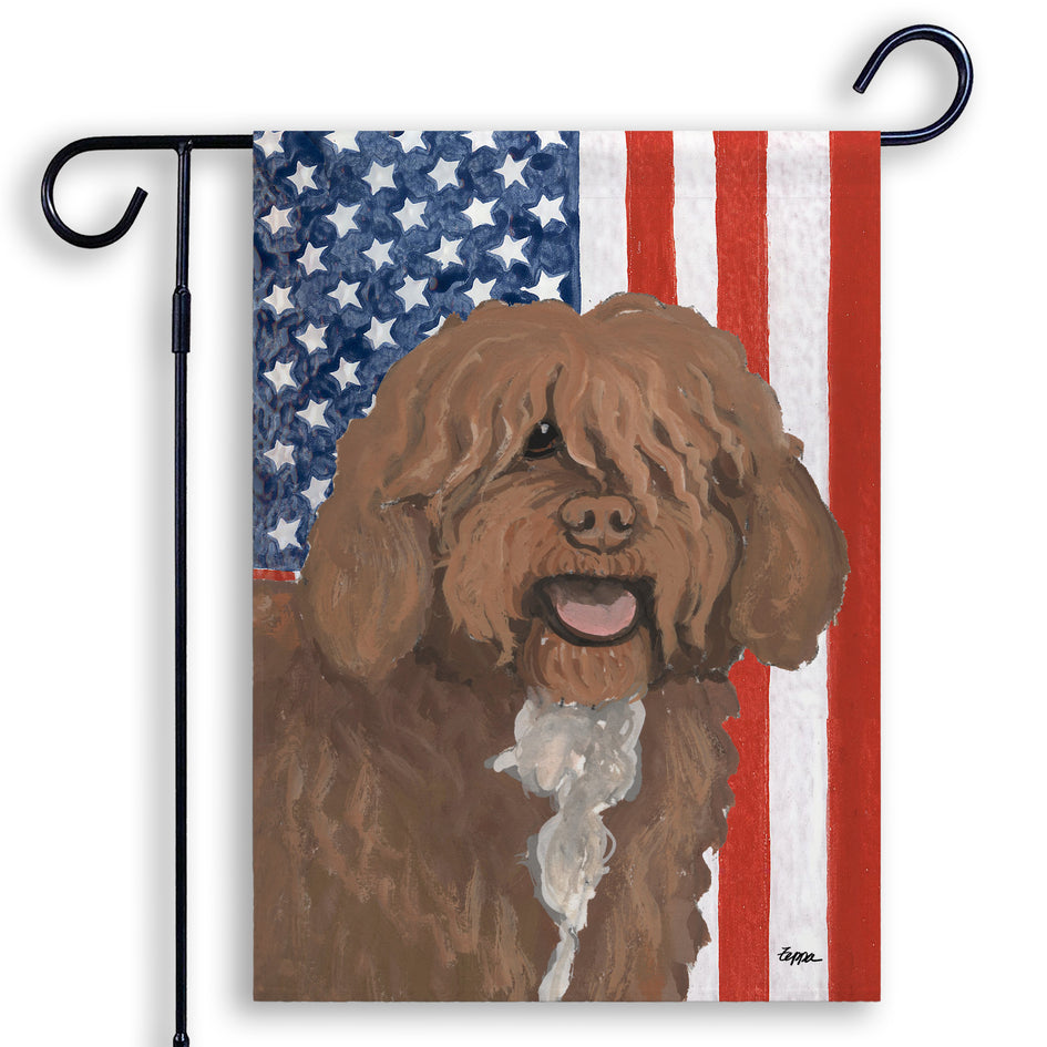 Spanish Water Dog Americana Garden Flag