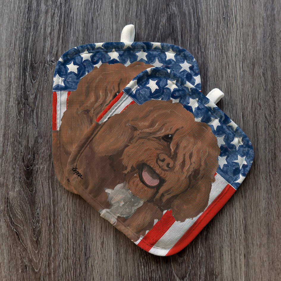 Spanish Water Dog Americana Pot Holder Set