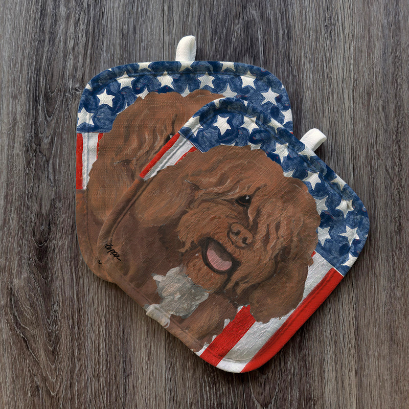 Spanish Water Dog Americana Pot Holder Set
