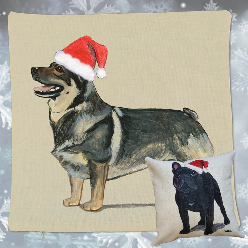 Swedish Vallhund Santa Pillow Cover