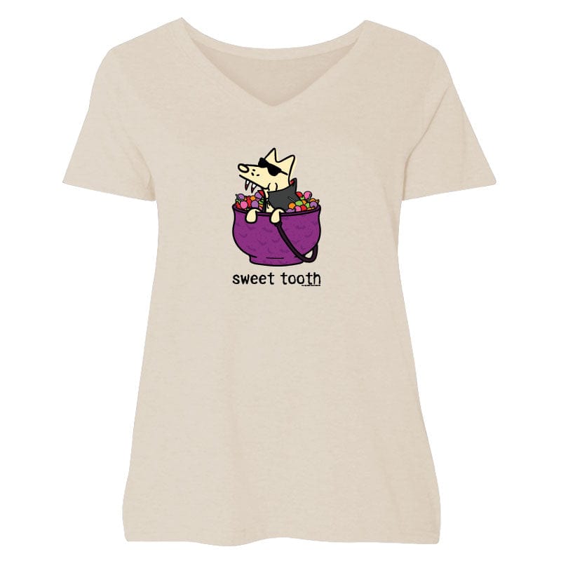 Sweet Tooth - Ladies Curvy V-Neck Tee