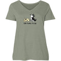 Talk Husky To Me - Ladies Curvy V-Neck Tee