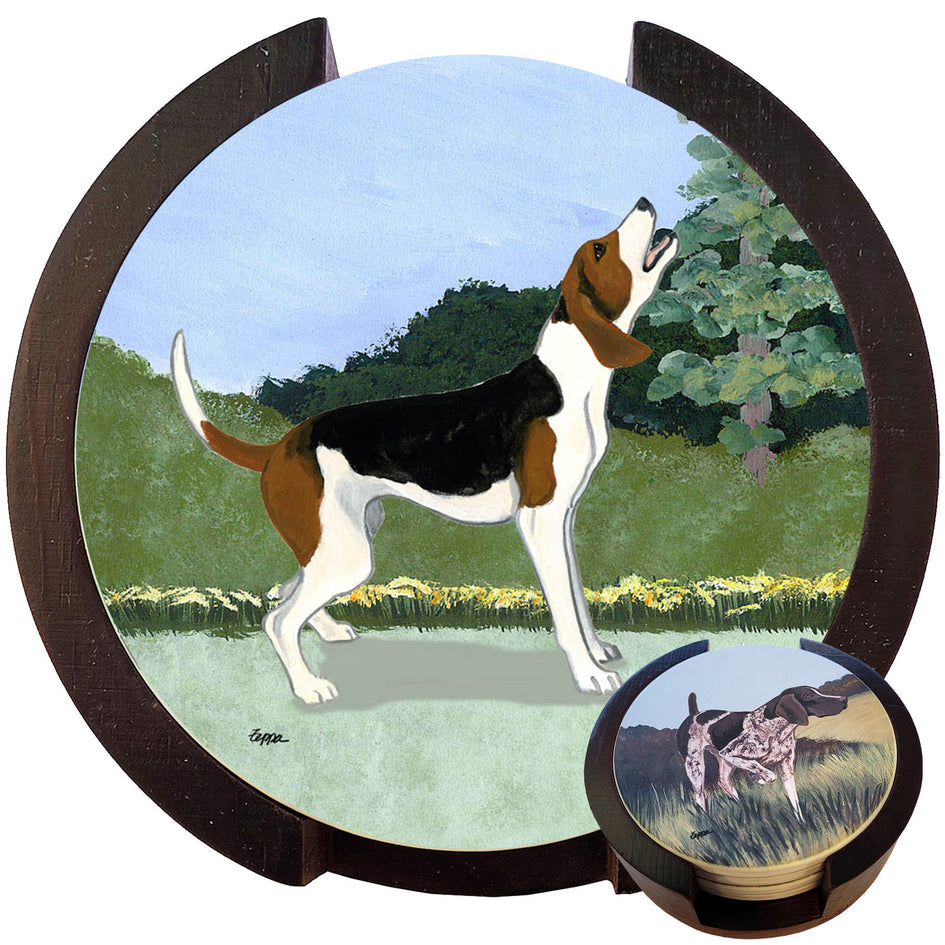 Treeing Walker Coonhound Scenic Bisque Coaster Set