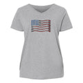 Gray t-shirt with American flag design on a white background