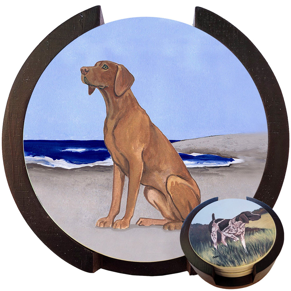 Vizsla Scenic Bisque Coaster Set