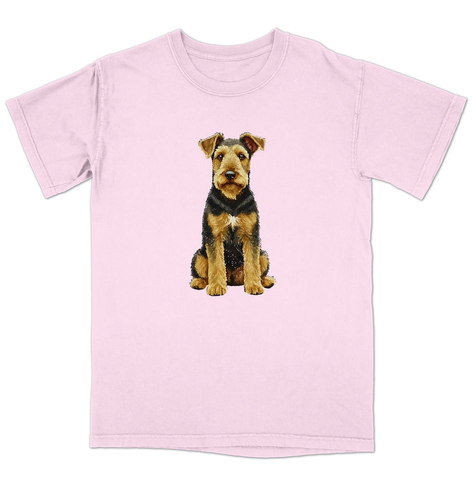 Watercolor Airedale Terrier Adult Unisex Garment-Dyed T-Shirt
