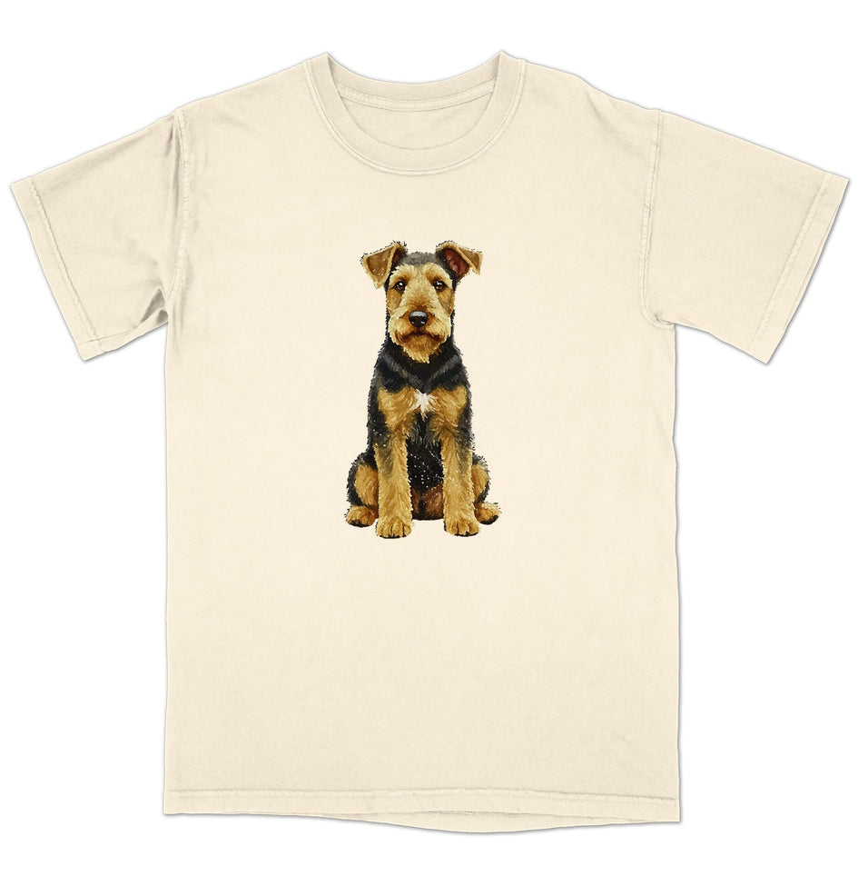 Watercolor Airedale Terrier Adult Unisex Garment-Dyed T-Shirt