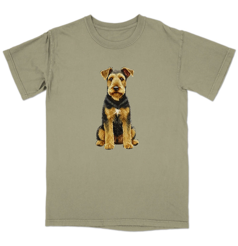 Watercolor Airedale Terrier Adult Unisex Garment-Dyed T-Shirt