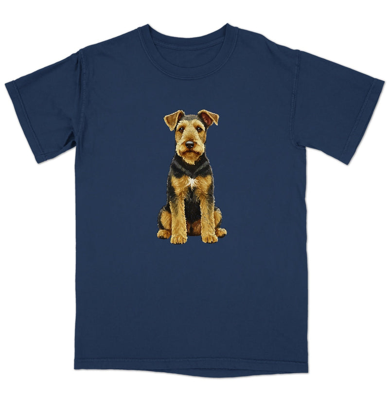 Watercolor Airedale Terrier Adult Unisex Garment-Dyed T-Shirt