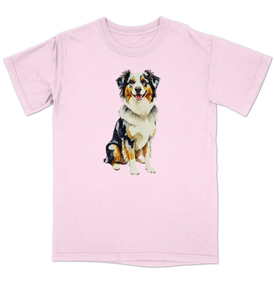 Watercolor Australian Shepherd Adult Unisex T-Shirt