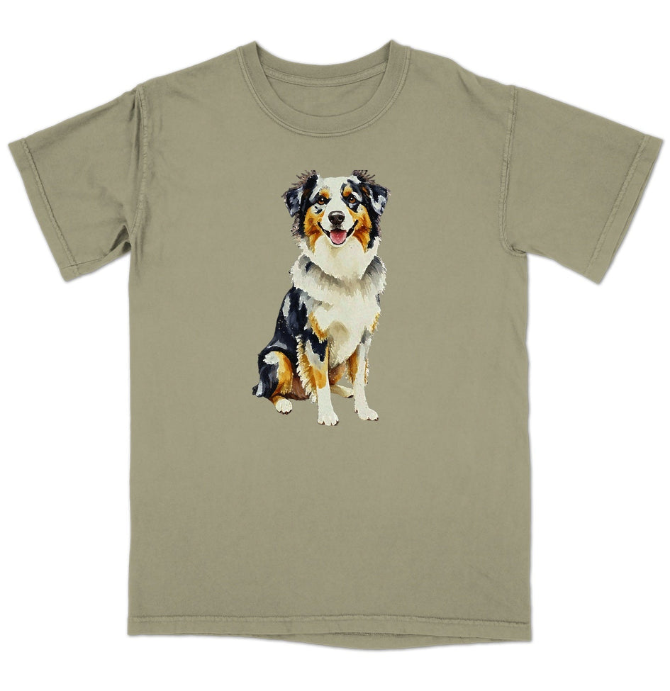 Watercolor Australian Shepherd Adult Unisex T-Shirt