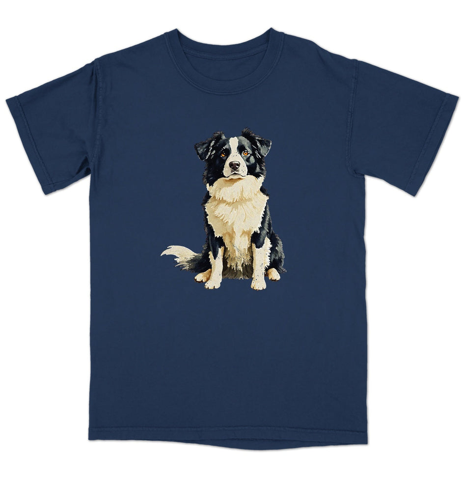 Watercolor Border Collie Adult Unisex T-Shirt