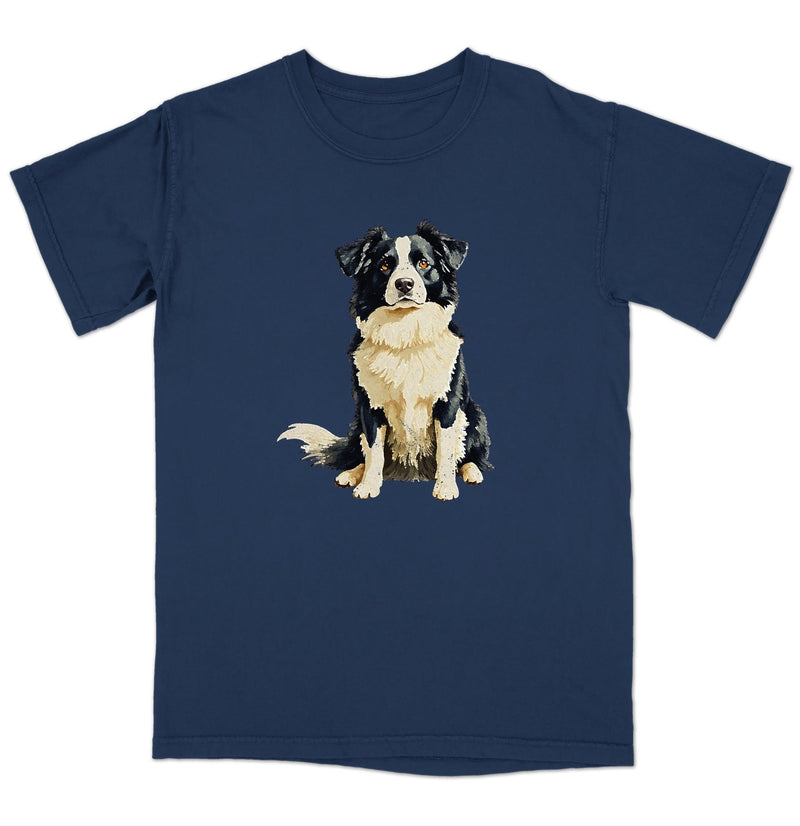 Watercolor Border Collie Adult Unisex T-Shirt