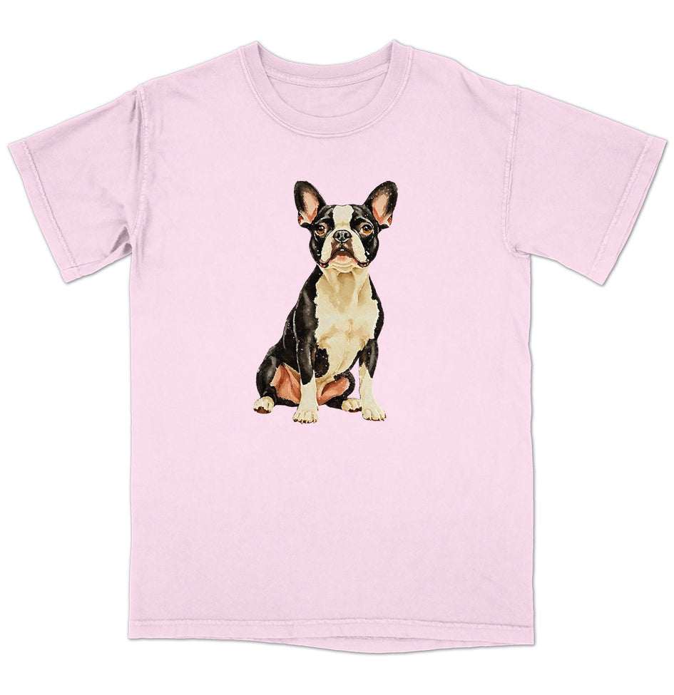 Watercolor Boston Terrier Adult Unisex T-Shirt