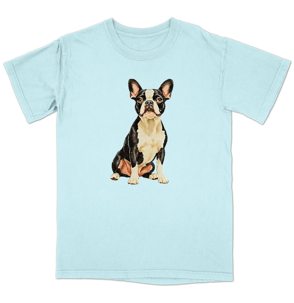 Watercolor Boston Terrier Adult Unisex T-Shirt