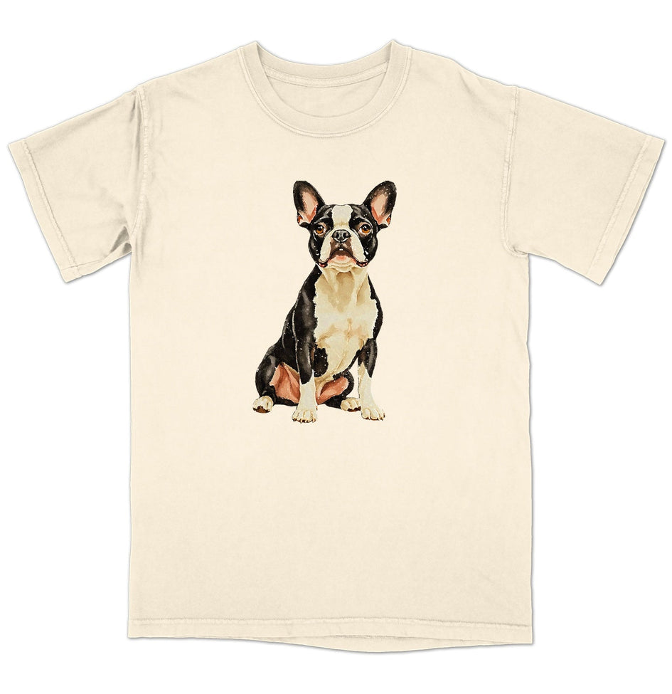 Watercolor Boston Terrier Adult Unisex T-Shirt