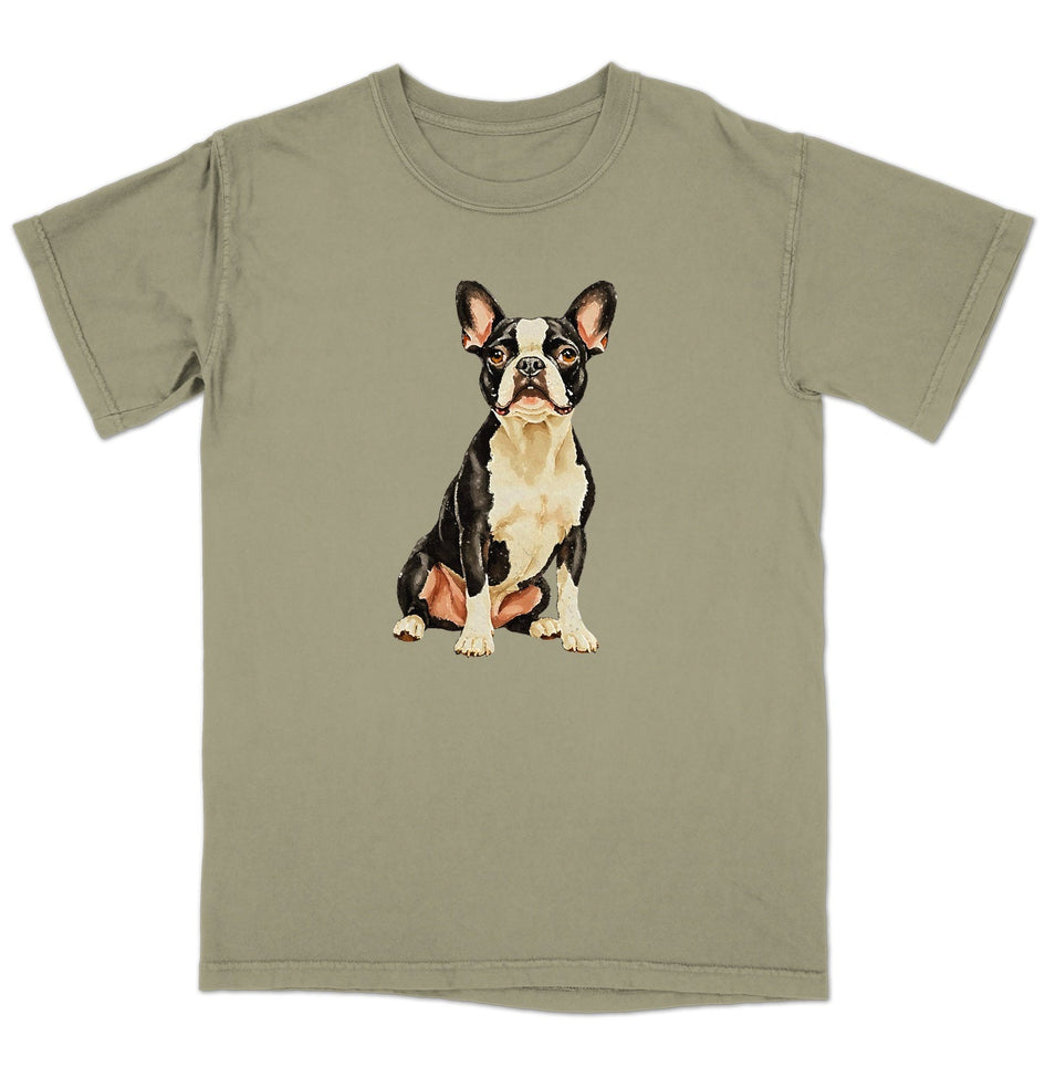 Watercolor Boston Terrier Adult Unisex T-Shirt