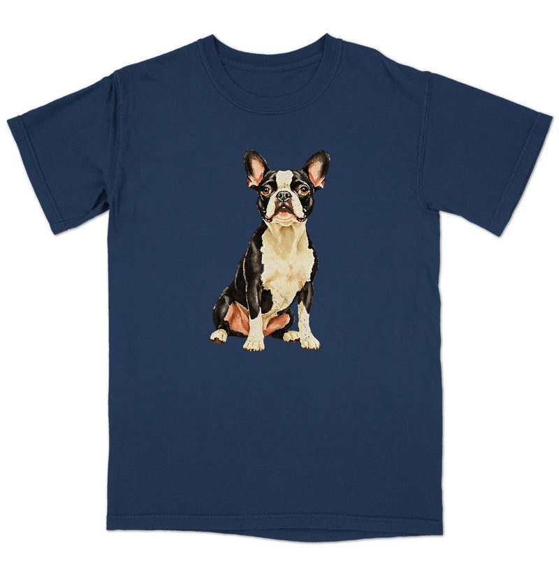 Watercolor Boston Terrier Adult Unisex T-Shirt