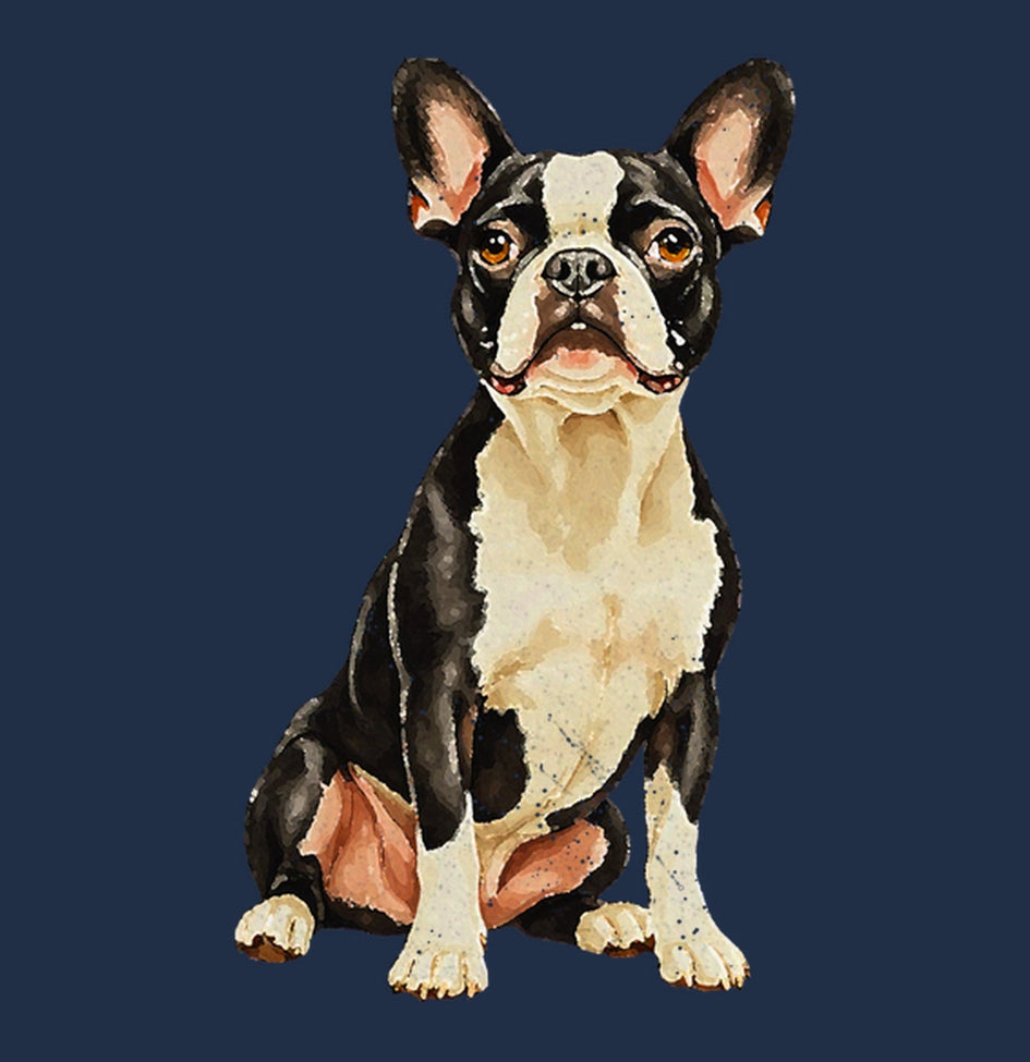 Watercolor Boston Terrier Adult Unisex T-Shirt