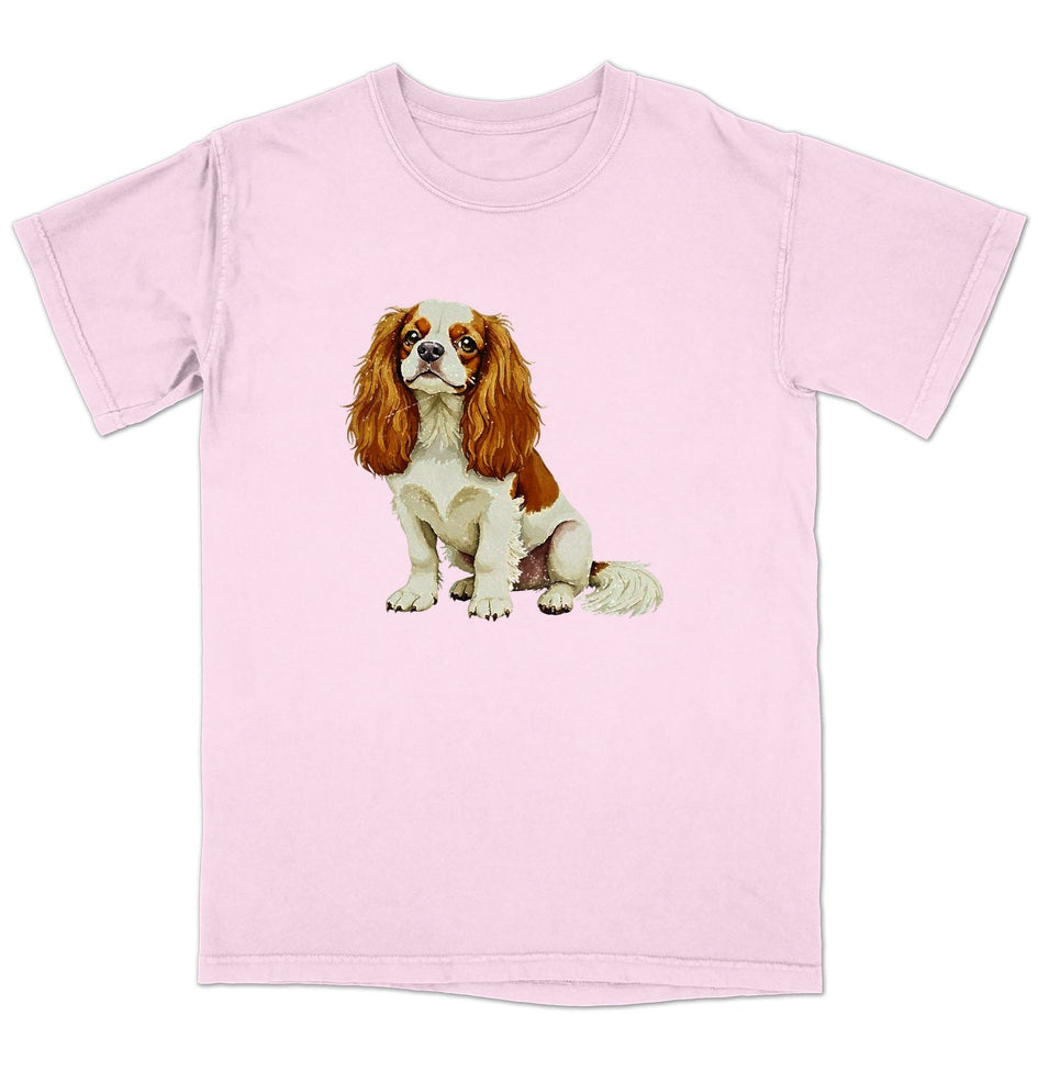 Watercolor Cavalier King Charles Spaniel (Blenheim) - Adult Unisex Garment-Dyed T-Shirt