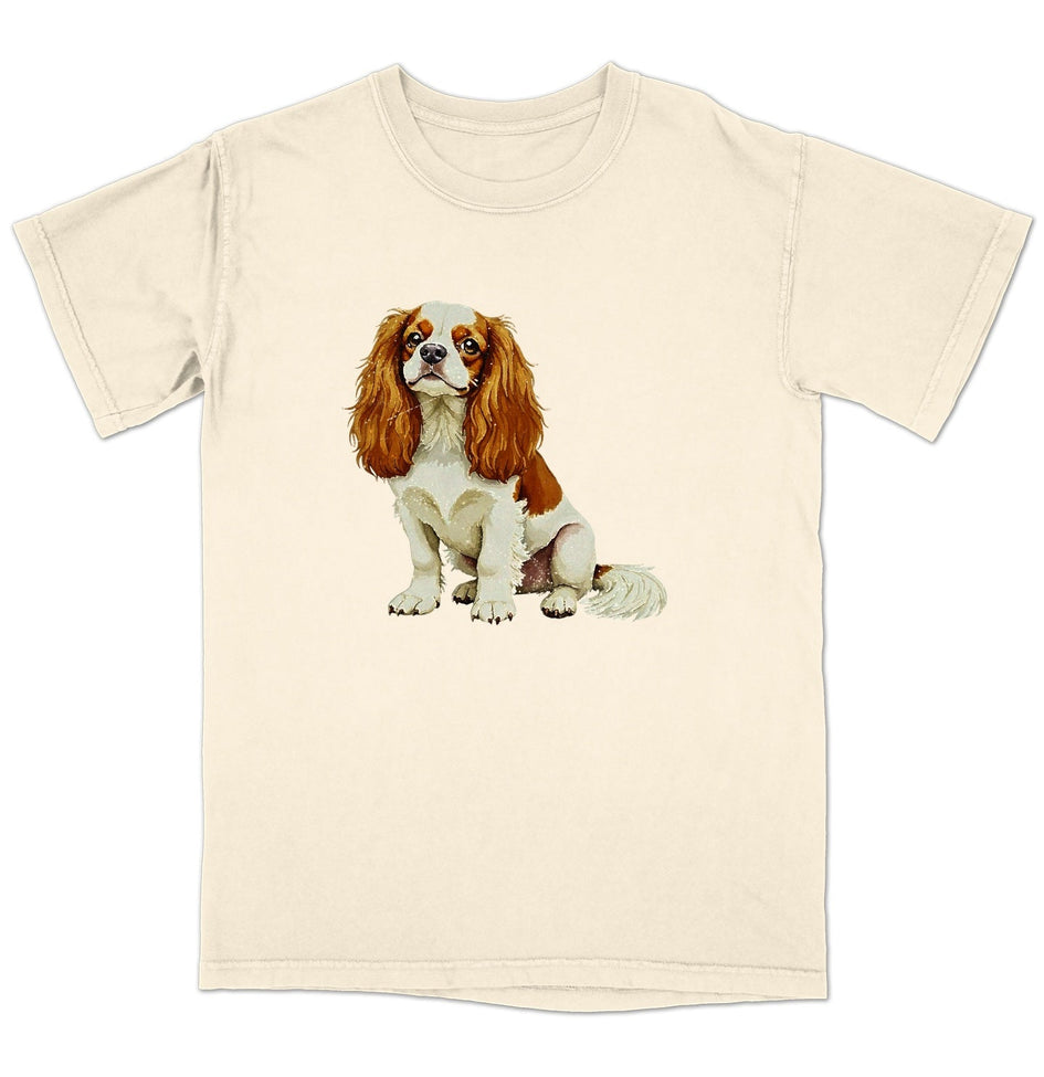 Watercolor Cavalier King Charles Spaniel (Blenheim) - Adult Unisex Garment-Dyed T-Shirt