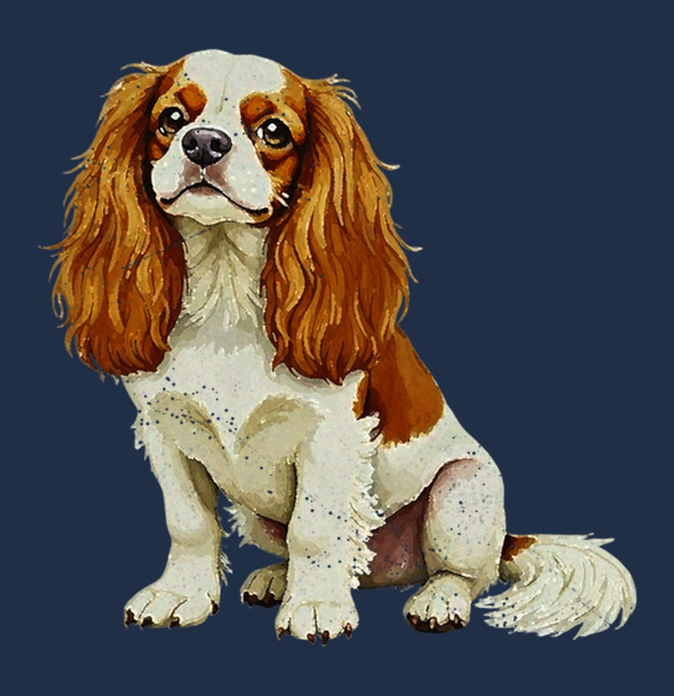 Watercolor Cavalier King Charles Spaniel (Blenheim) - Adult Unisex Garment-Dyed T-Shirt