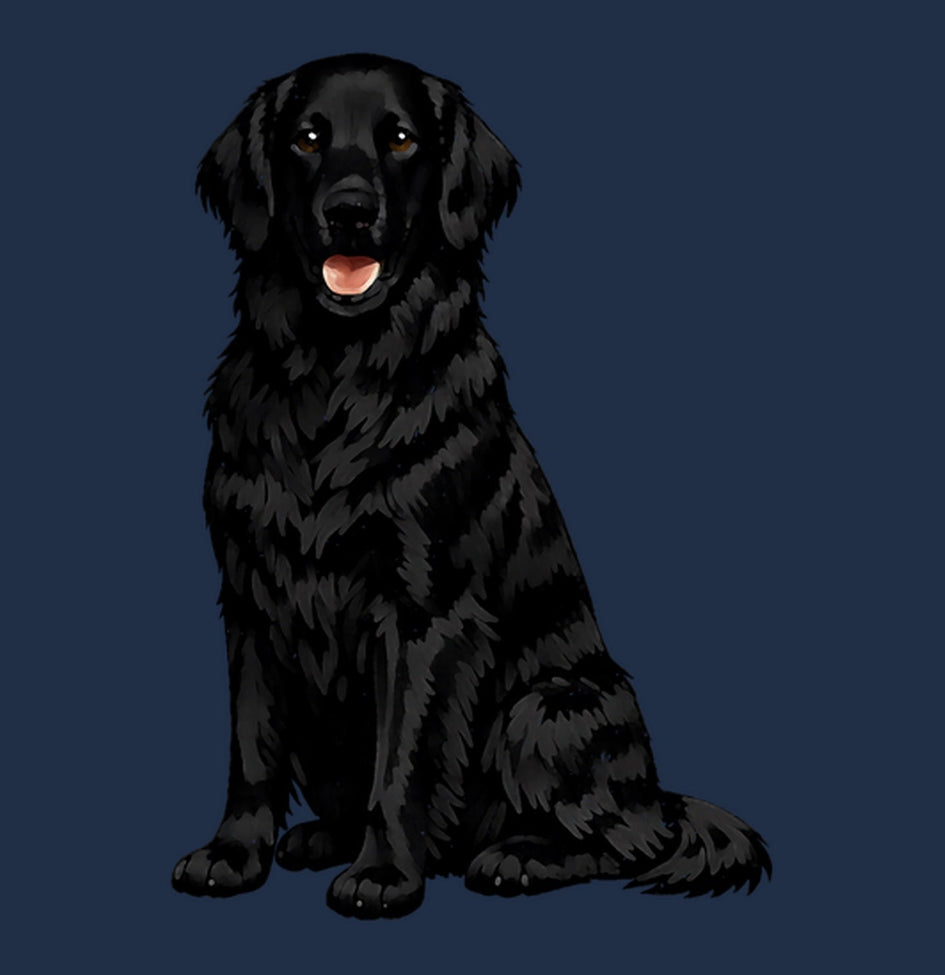 Watercolor Design Flat-Coated Retriever Adult Unisex T-Shirt