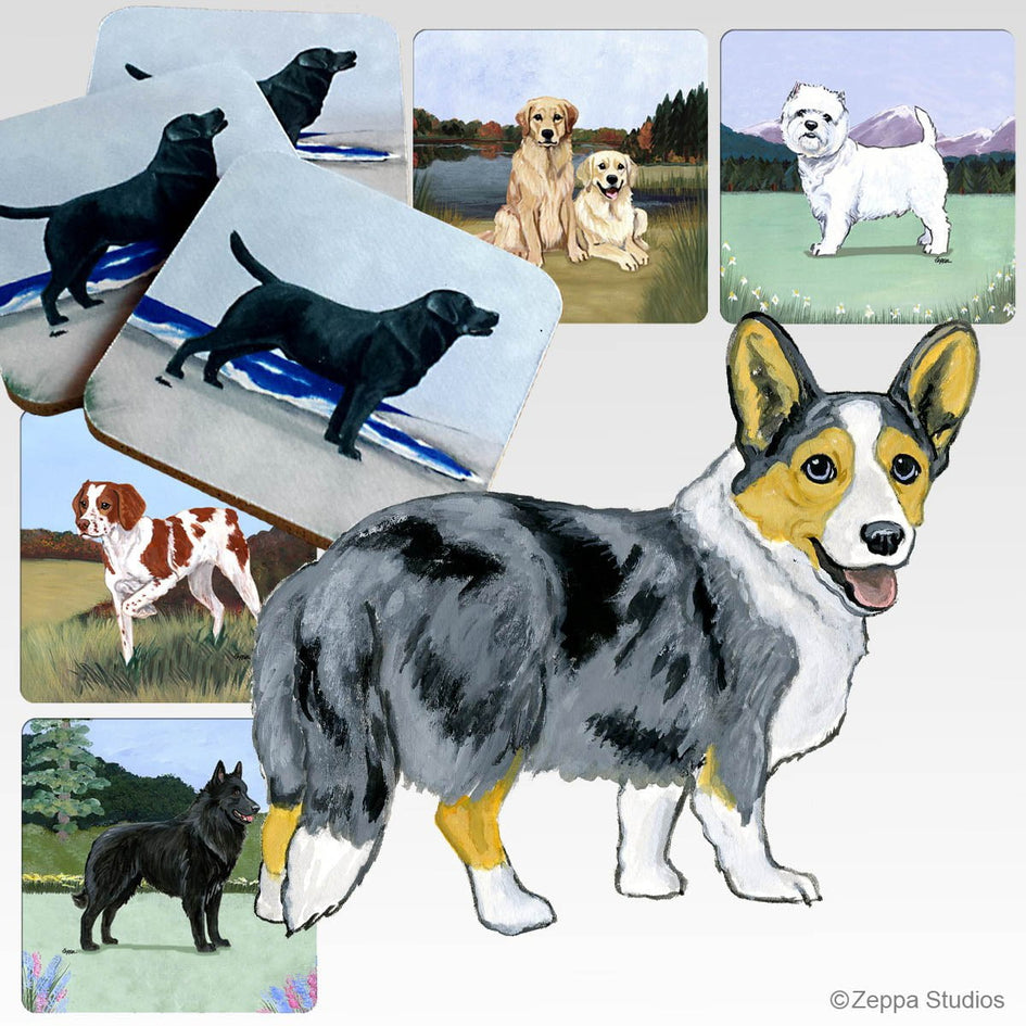 Cardigan Welsh Corgi Scenic Square Coaster