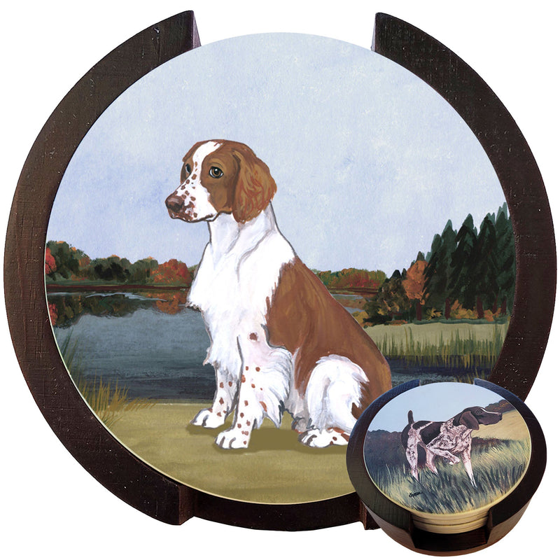 Welsh Springer Spaniel Scenic Bisque Coaster Set