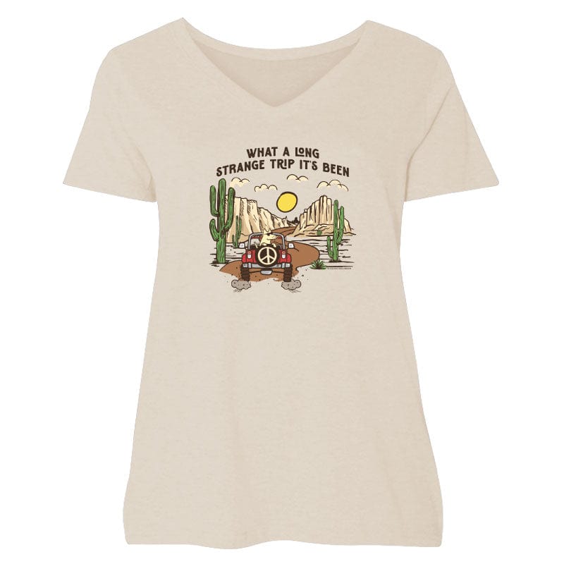What a Long Strange Trip Its Been - Ladies Curvy V-Neck Tee