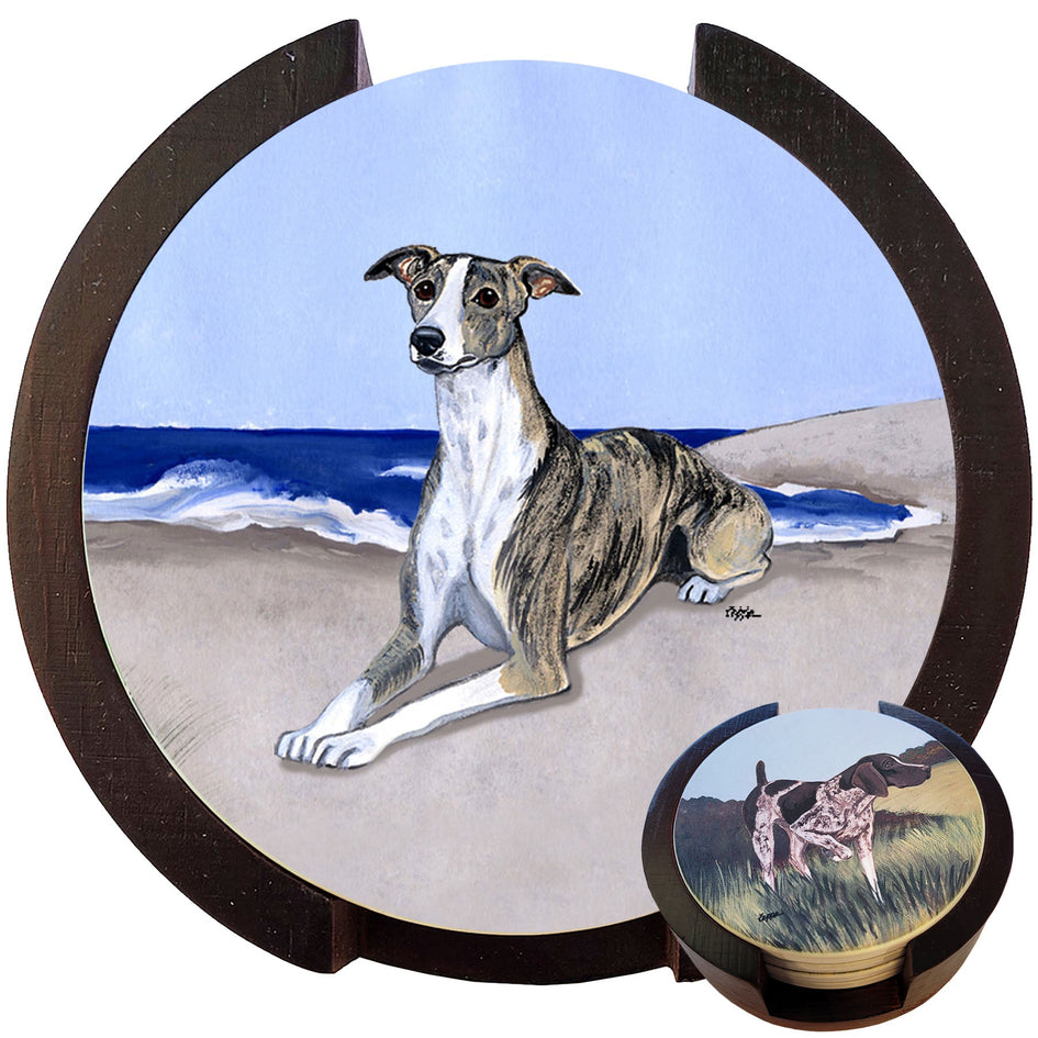 Whippet Scenic Bisque Coaster Set