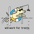 Will Work For Treats - Ladies T-Shirt V-Neck