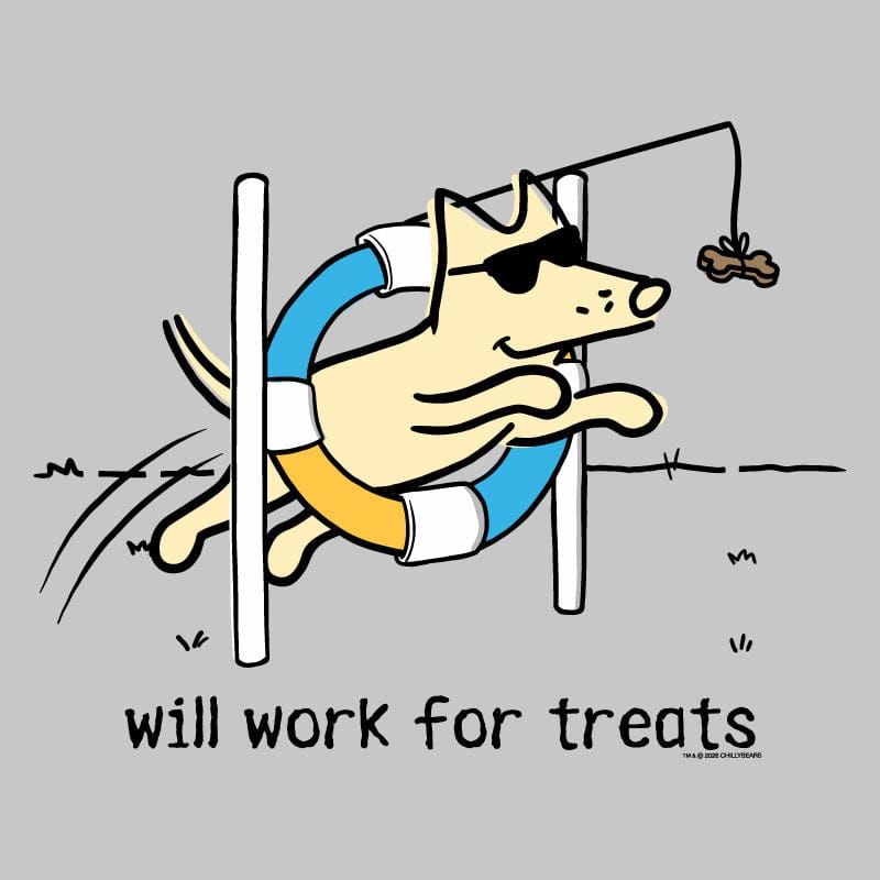 Will Work For Treats - Ladies T-Shirt V-Neck