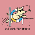 Will Work For Treats - Ladies T-Shirt V-Neck