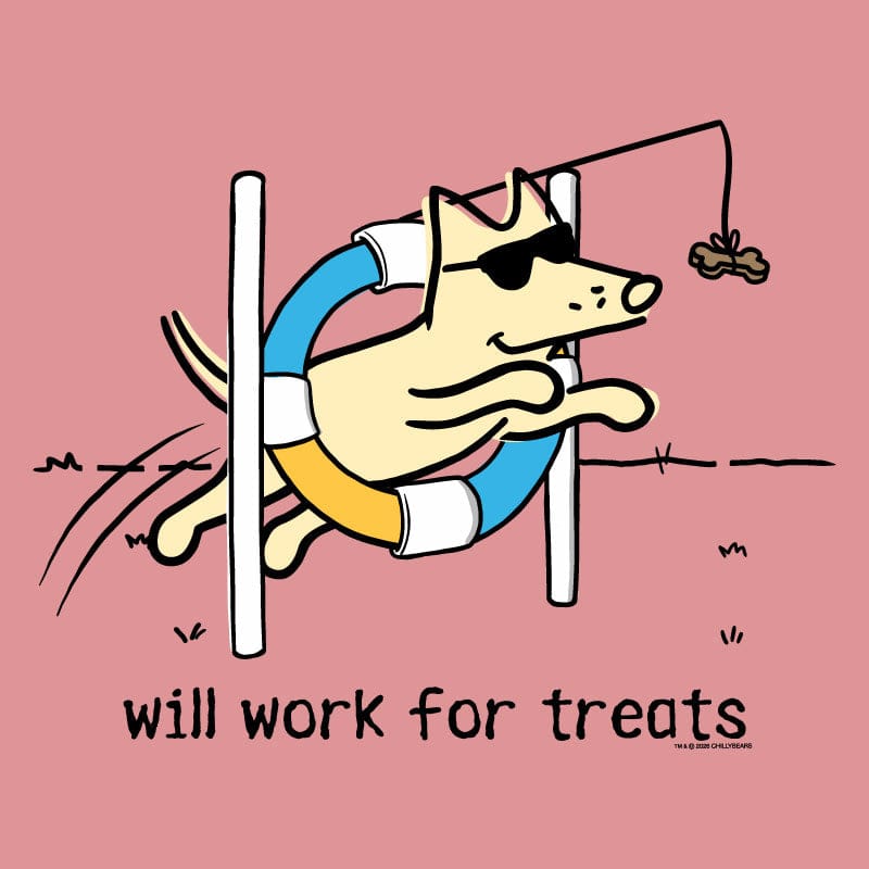Will Work For Treats - Ladies T-Shirt V-Neck