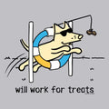Will Work For Treats - Ladies Curvy V-Neck Tee