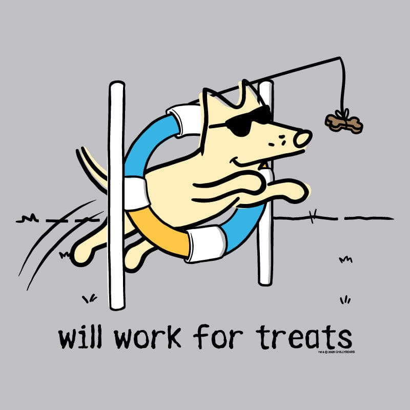 Will Work For Treats - Ladies Curvy V-Neck Tee