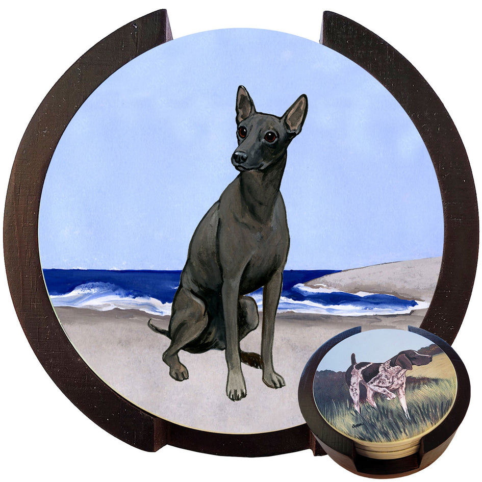 Xoloitzcuintli Scenic Bisque Coaster Set