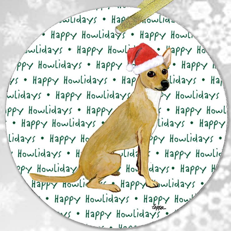 Coated Xoloitzcuintli "Happy Howlidays" Ornament