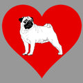 Pug on Heart Left Chest - Full-Zip Hoodie Sweatshirt