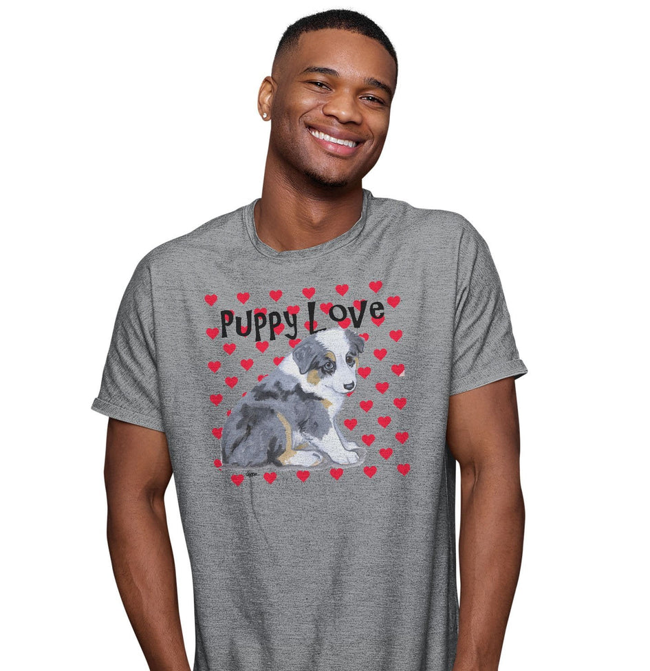 Australian Shepherd Puppy Love - Adult Unisex T-Shirt