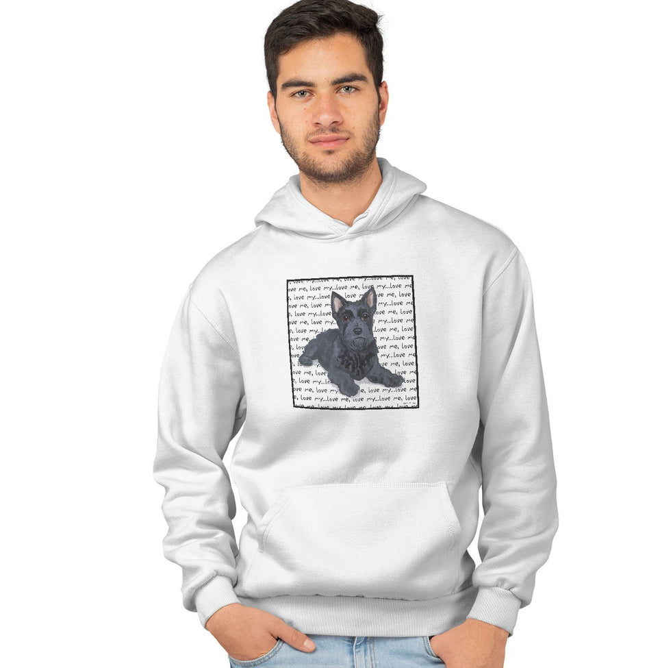 Scottish Terrier Puppy Love Text - Adult Unisex Hoodie Sweatshirt