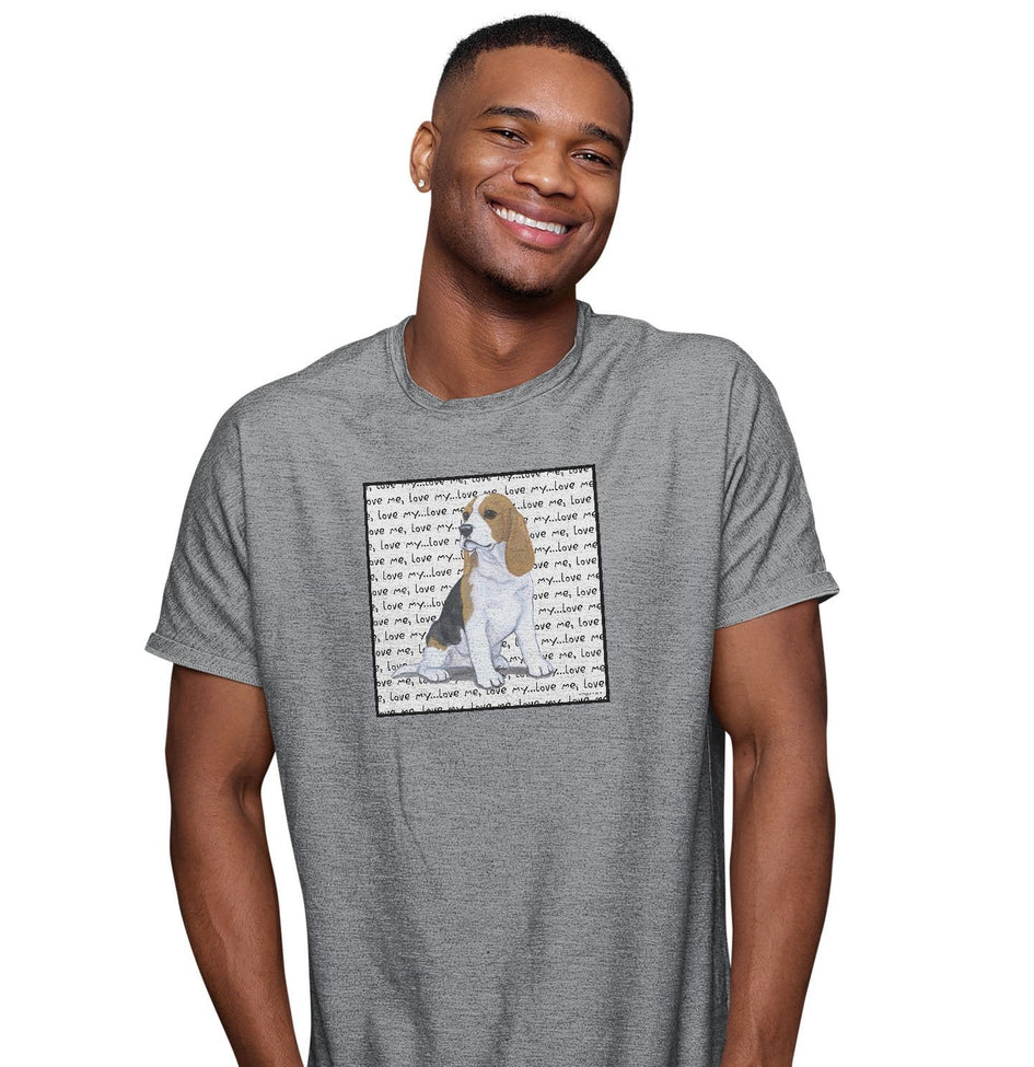 Beagle Puppy Love Text - Adult Unisex T-Shirt